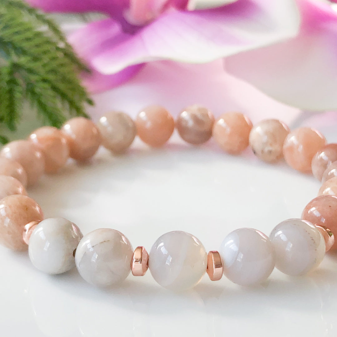 Sunstone and Moonstone Healing Crystals Gemstone Bracelet