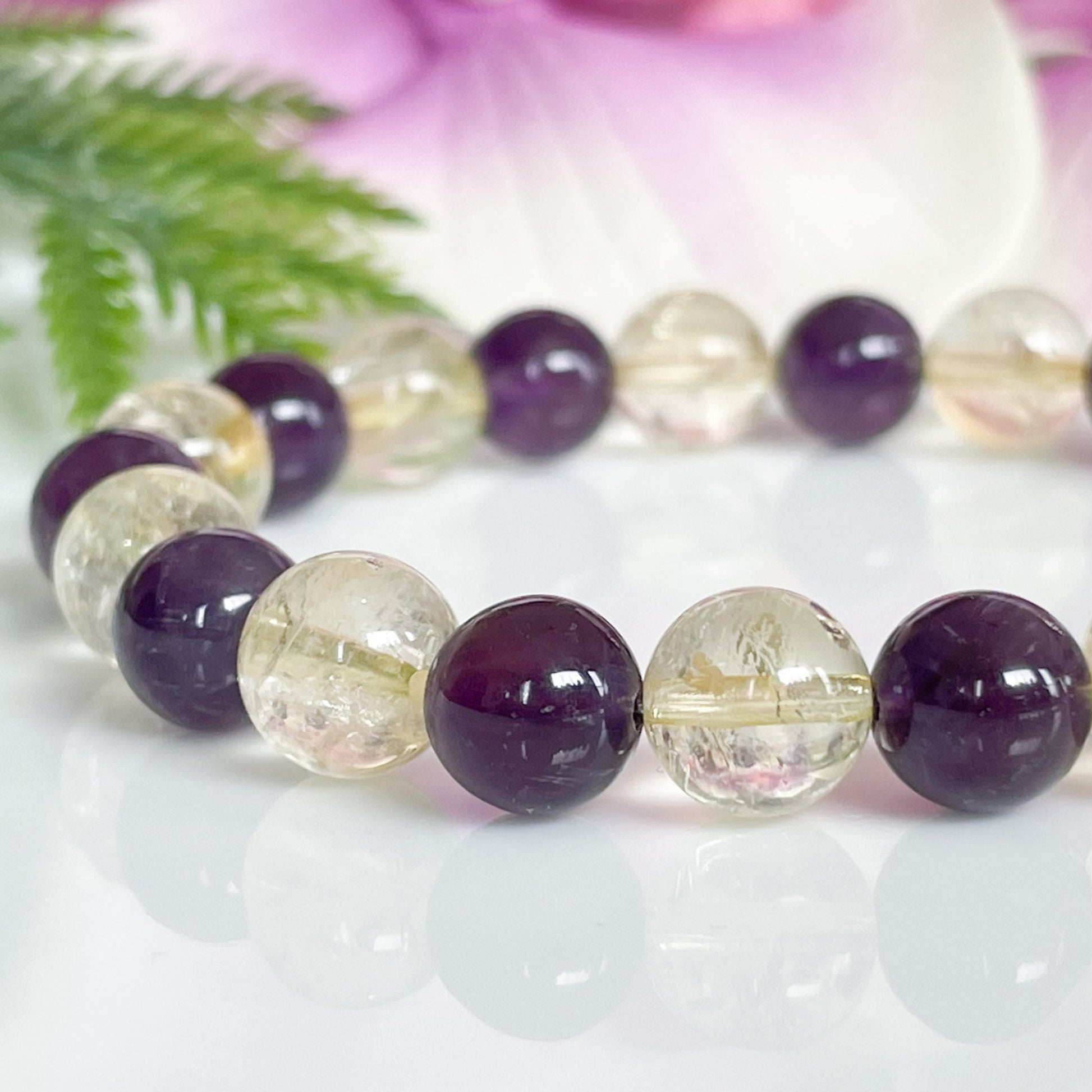 Amethyst and Citrine Beaded Crystal Bracelet for Women