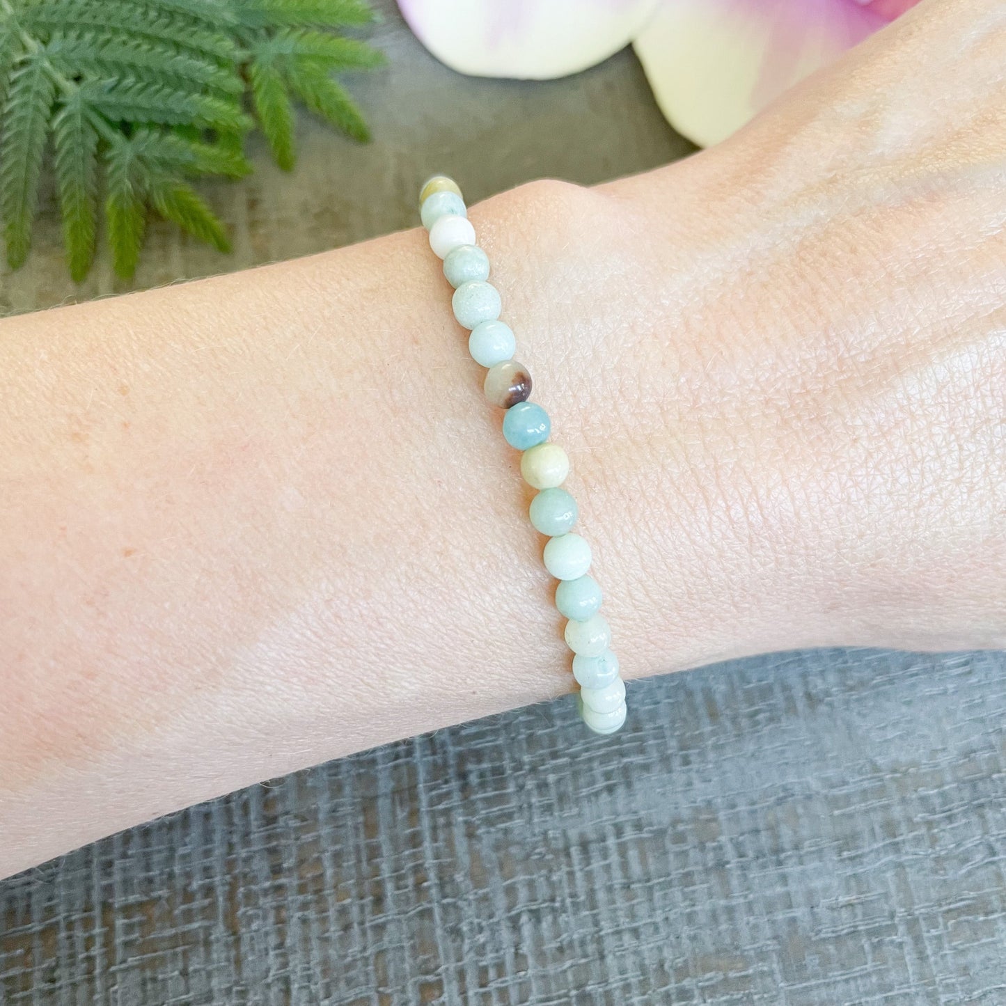 4mm Amazonite Beaded Gemstone Bracelet