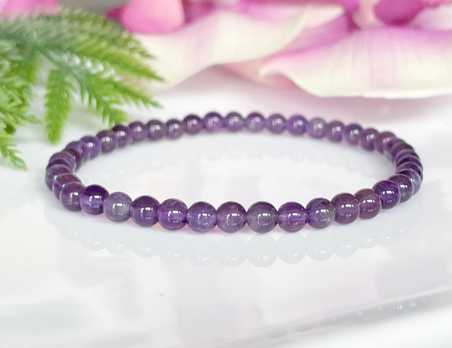 4mm Amethyst Gemstone Bracelet