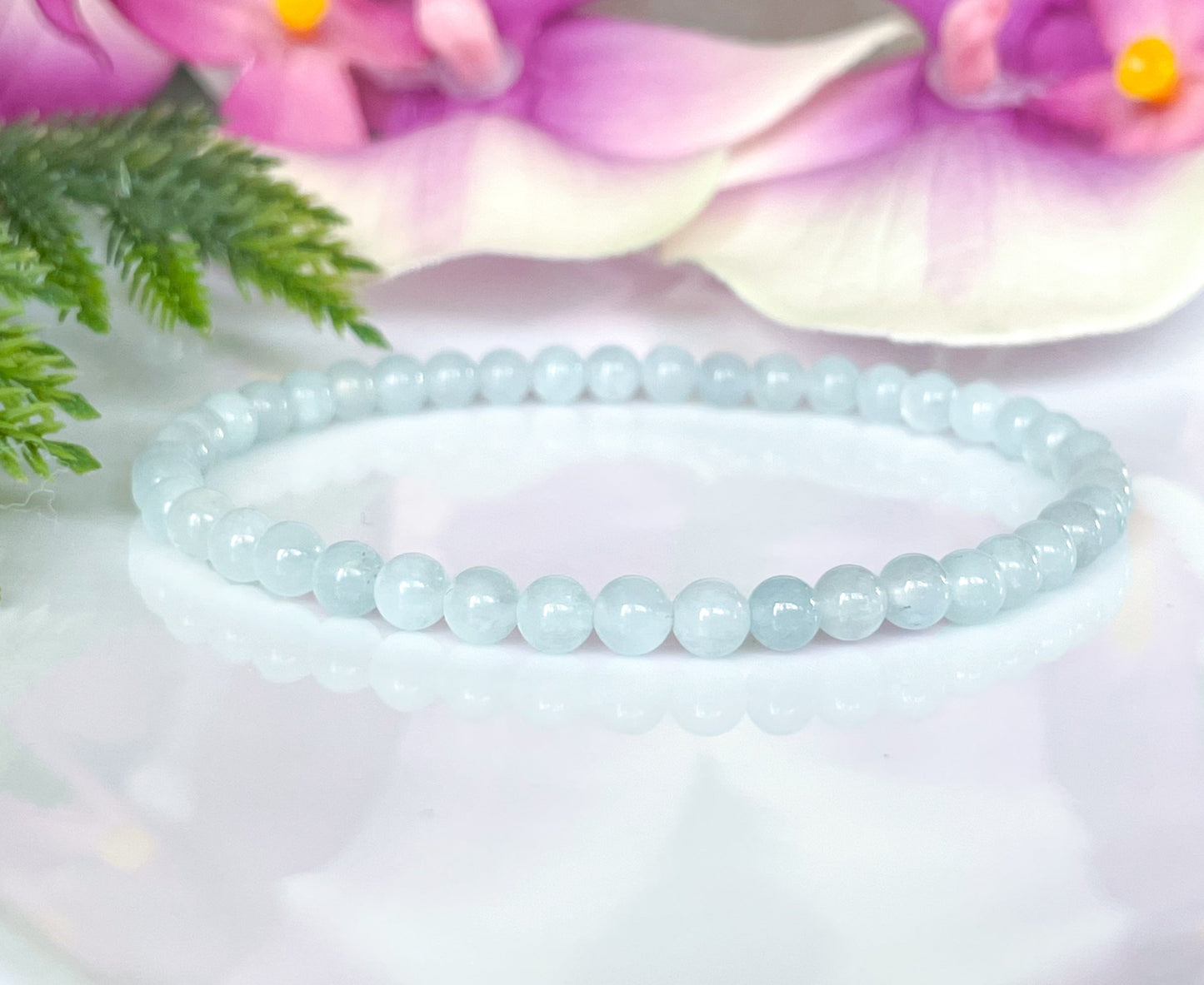 4mm Aquamarine Gemstone Bracelet