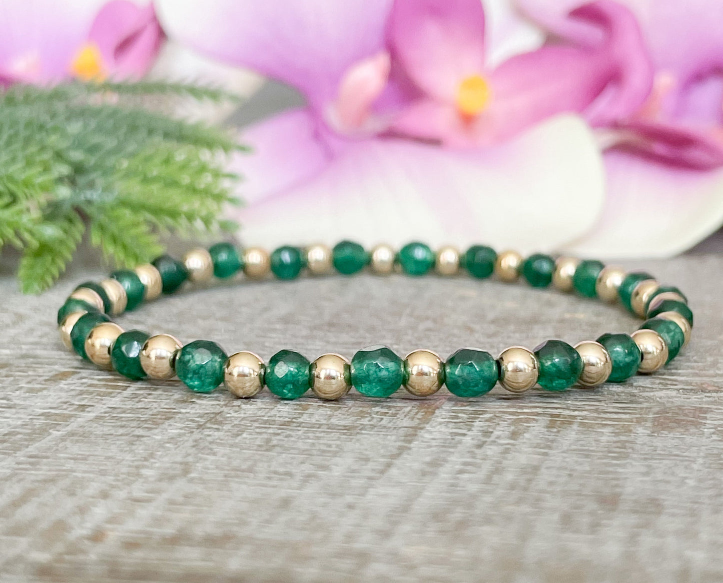 4mm Dainty Emerald May Birthstone Bracelet