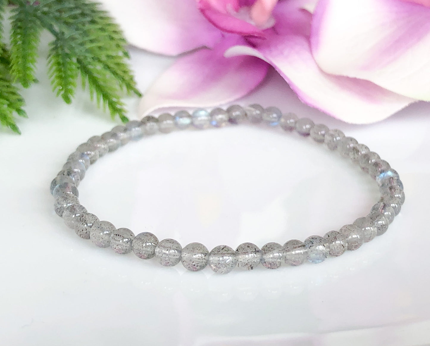 4mm Labradorite Bead Gemstone Bracelet