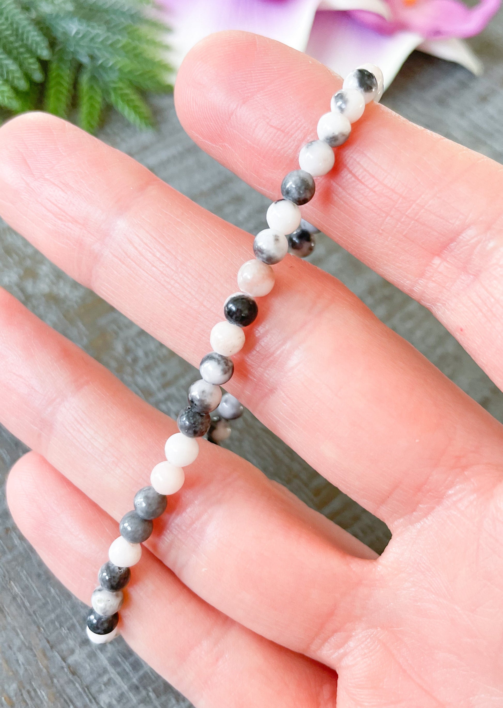 4mm Pink Zebra Jasper Beaded Bracelet