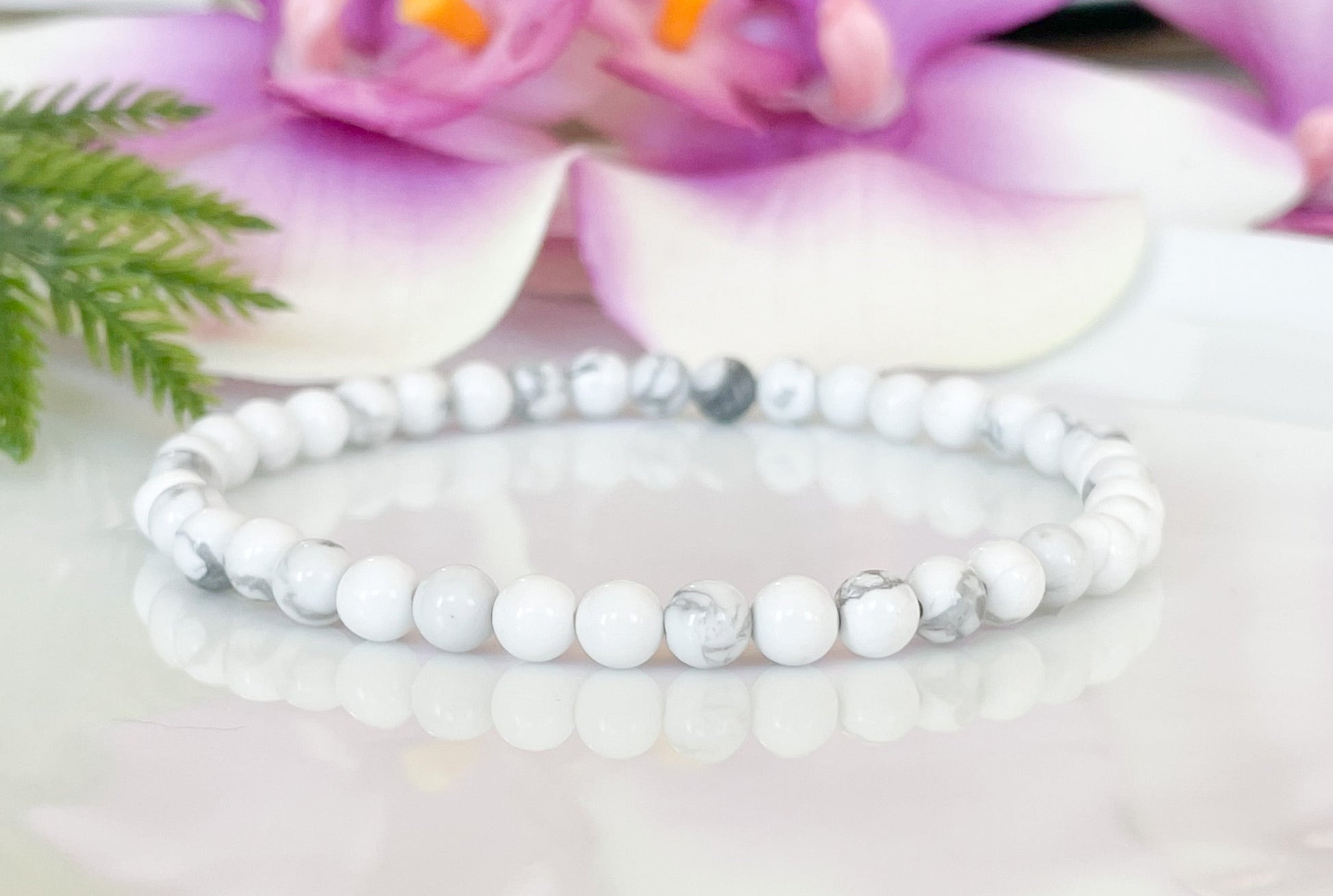 4mm White Howlite Natural Stone Bracelet