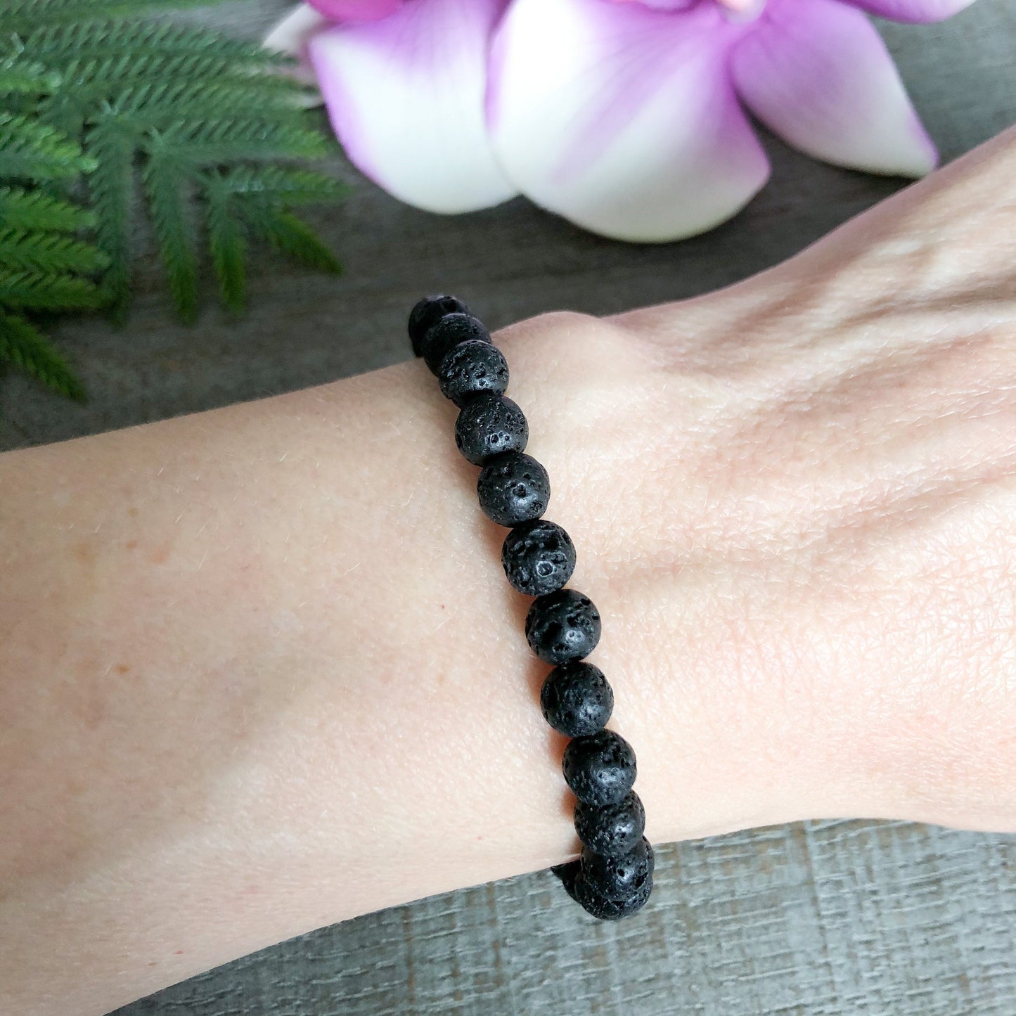 6mm Black Lava Stone Bracelet