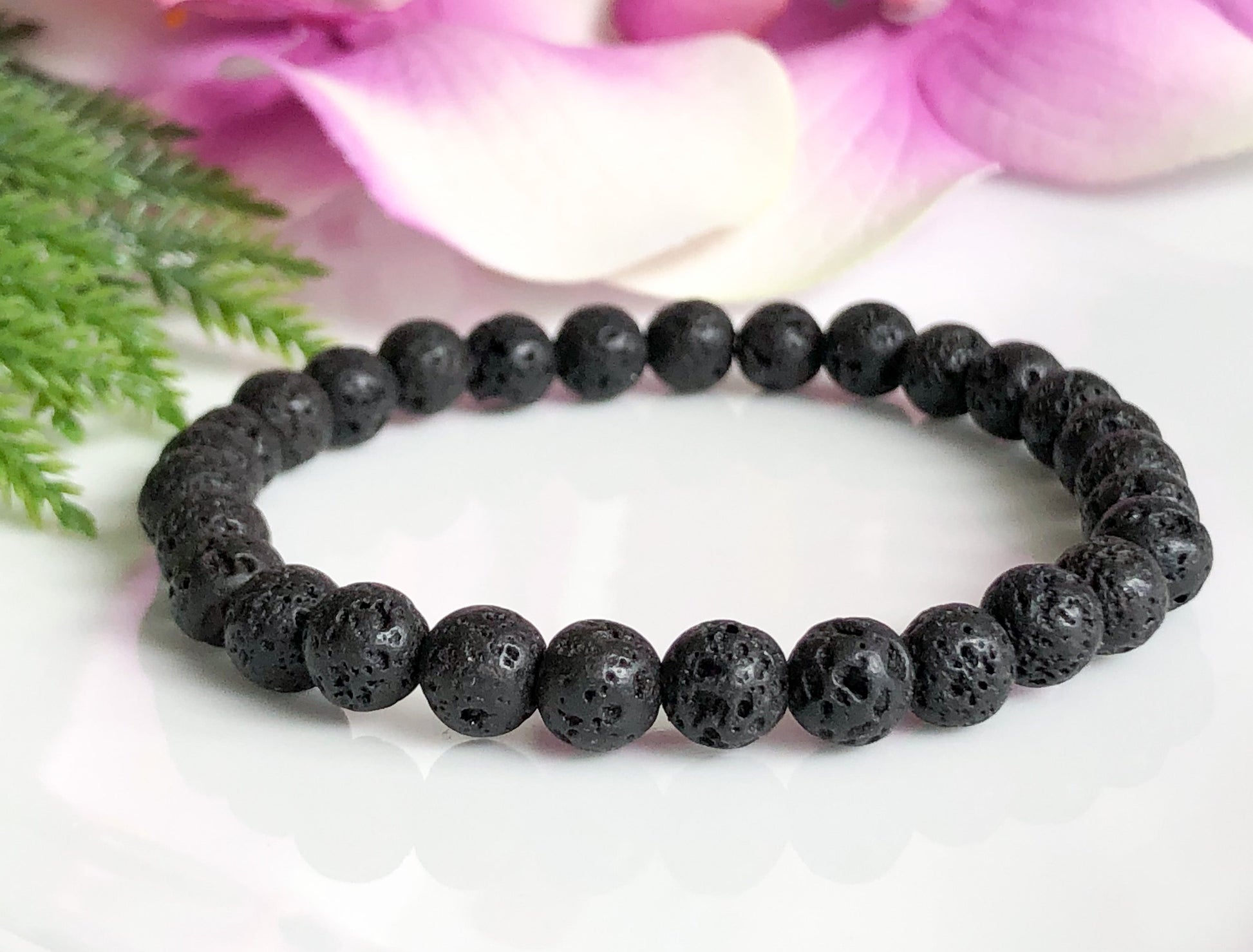 6mm Black Lava Stone Bracelet