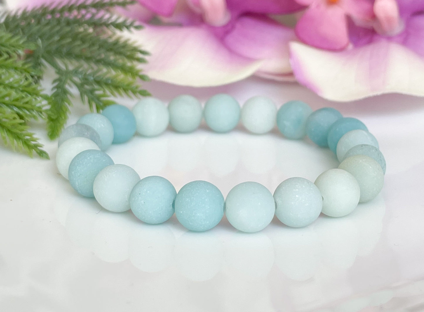 8mm Aqua Amazonite Gemstone Bracelet