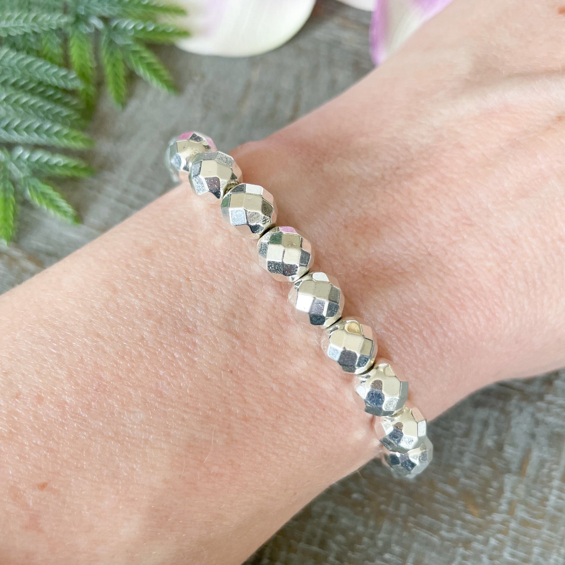 8mm Faceted Hematite Bracelets - Inventory Clearance