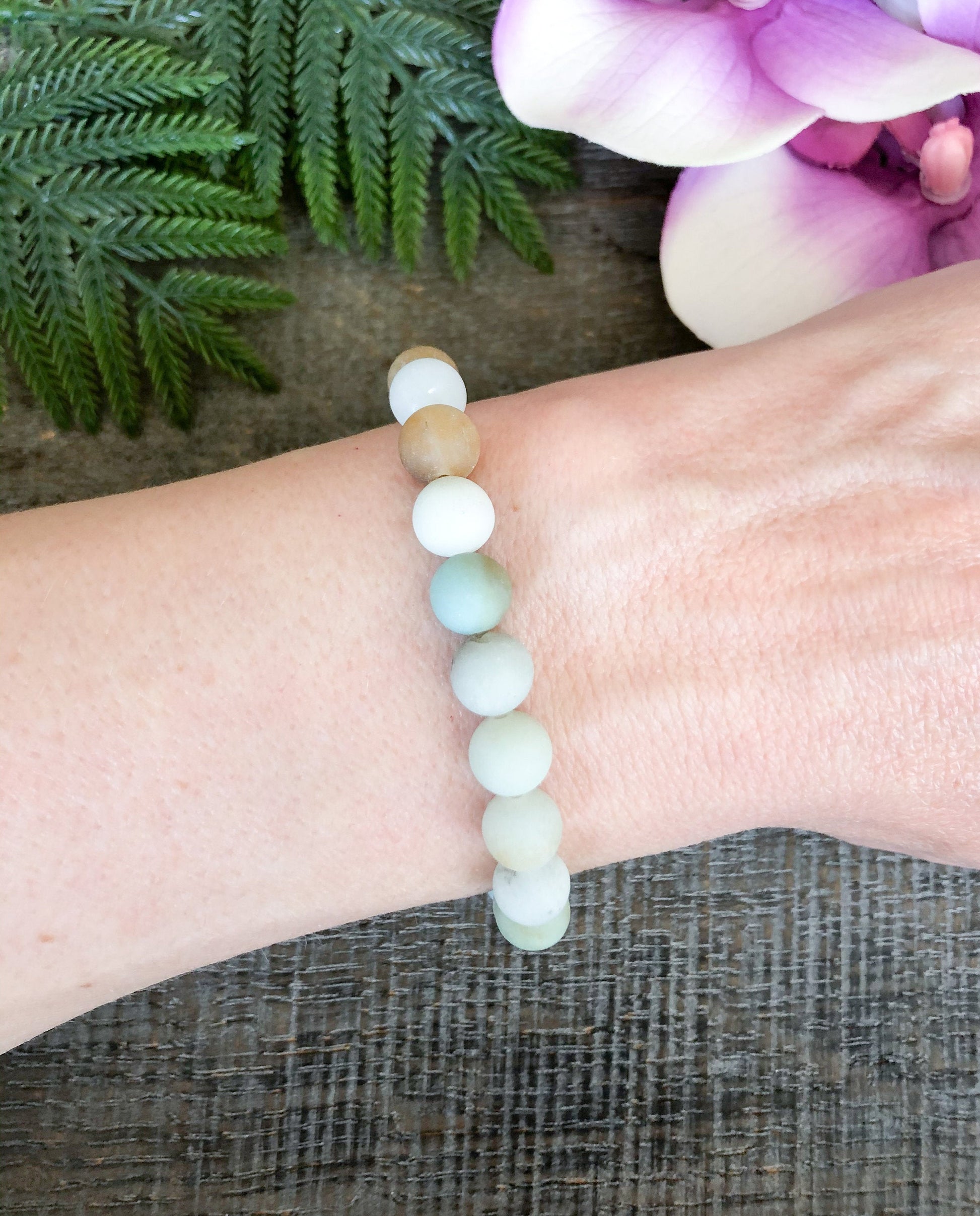 8mm Flower Amazonite Crystal Bracelet