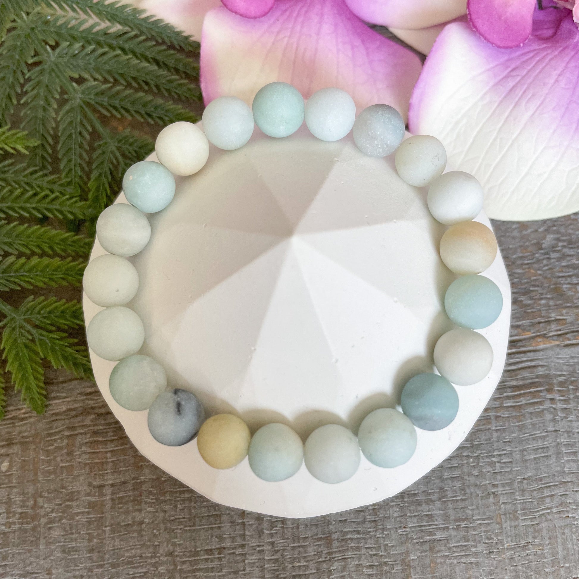 8mm Flower Amazonite Crystal Bracelet