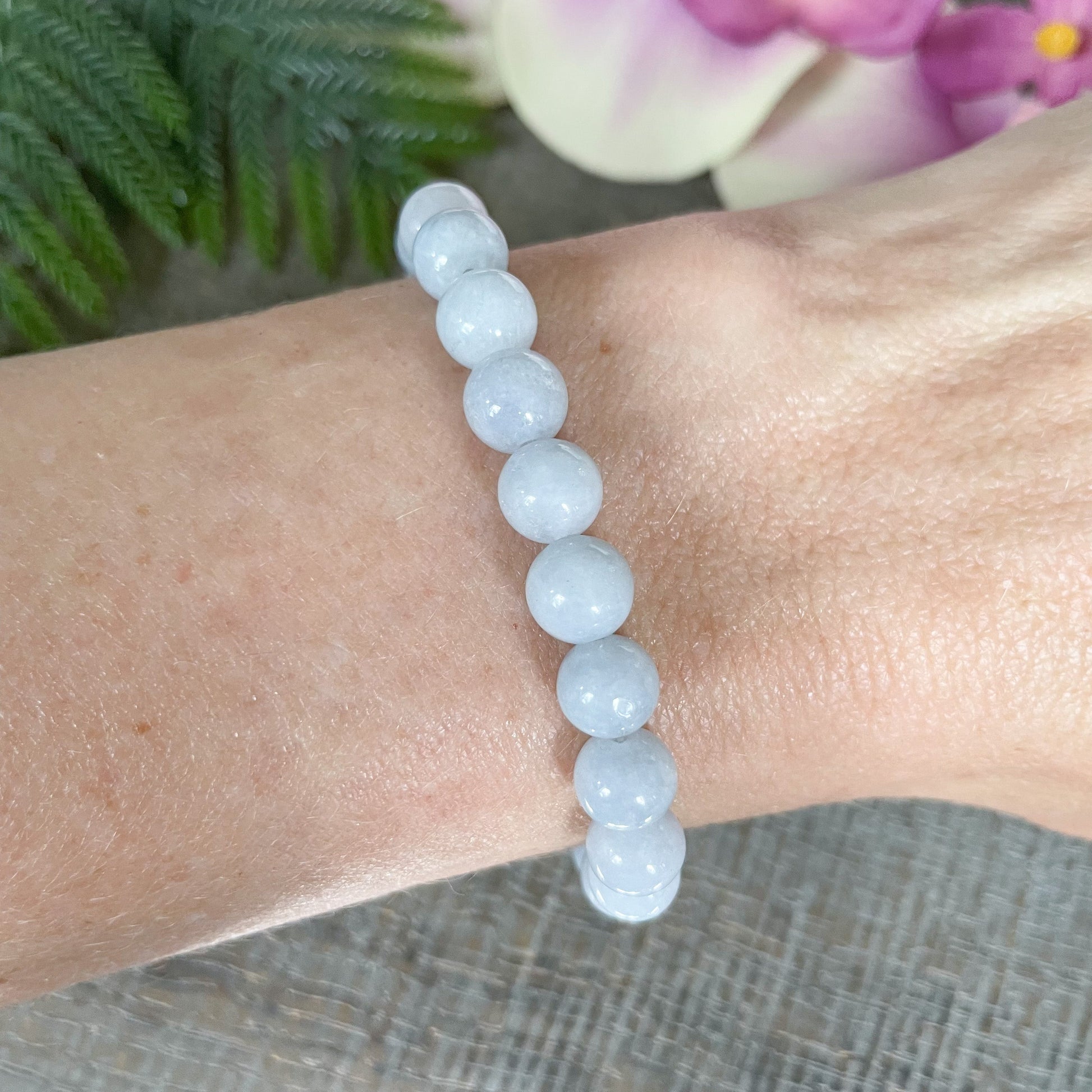 8mm Genuine Aquamarine Gemstone Bead Bracelet