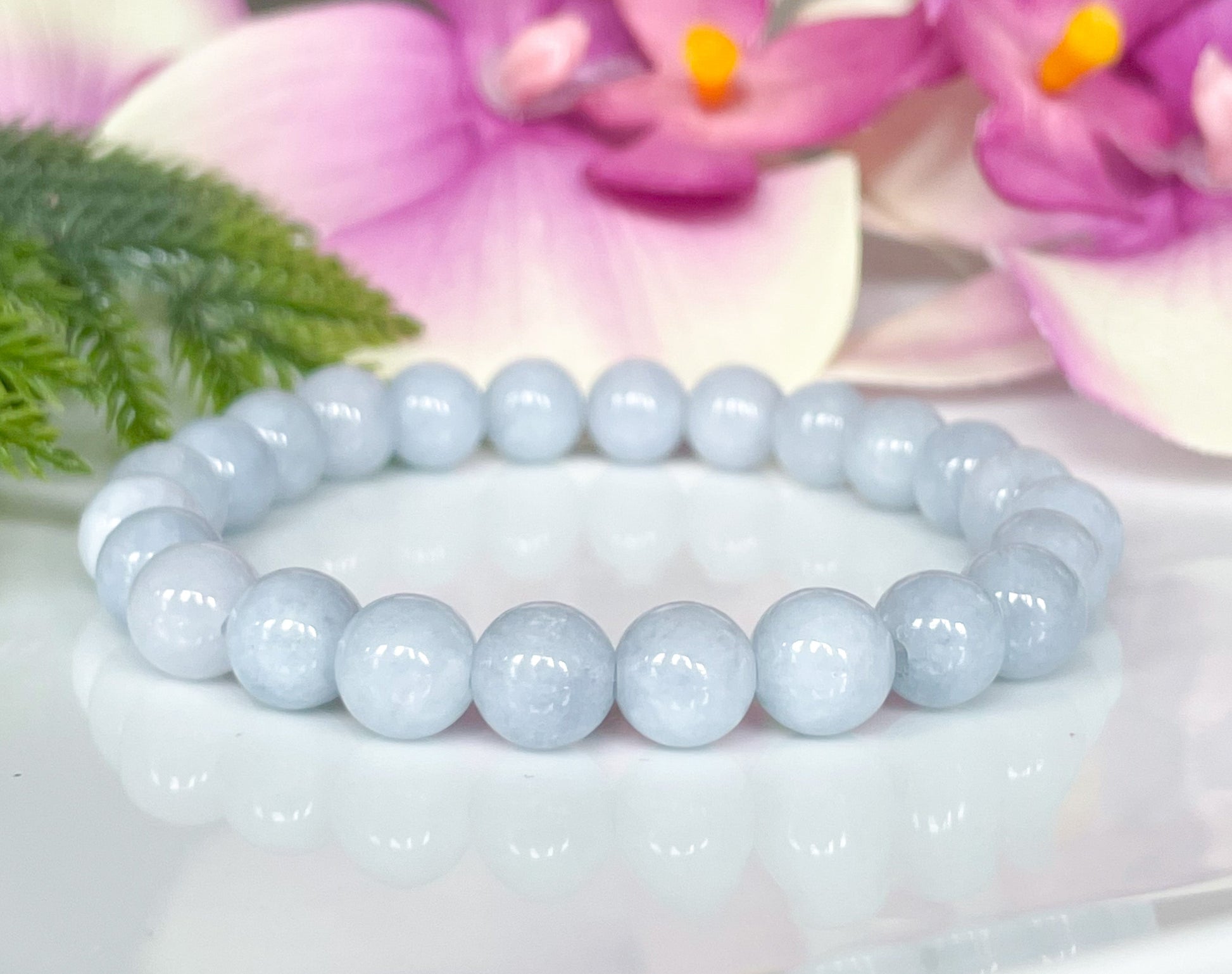 8mm Genuine Aquamarine Gemstone Bead Bracelet