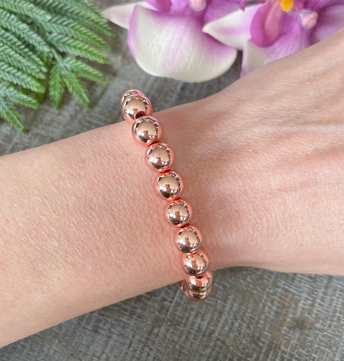 8mm Rose Gold Hematite Bracelets - Inventory Clearance