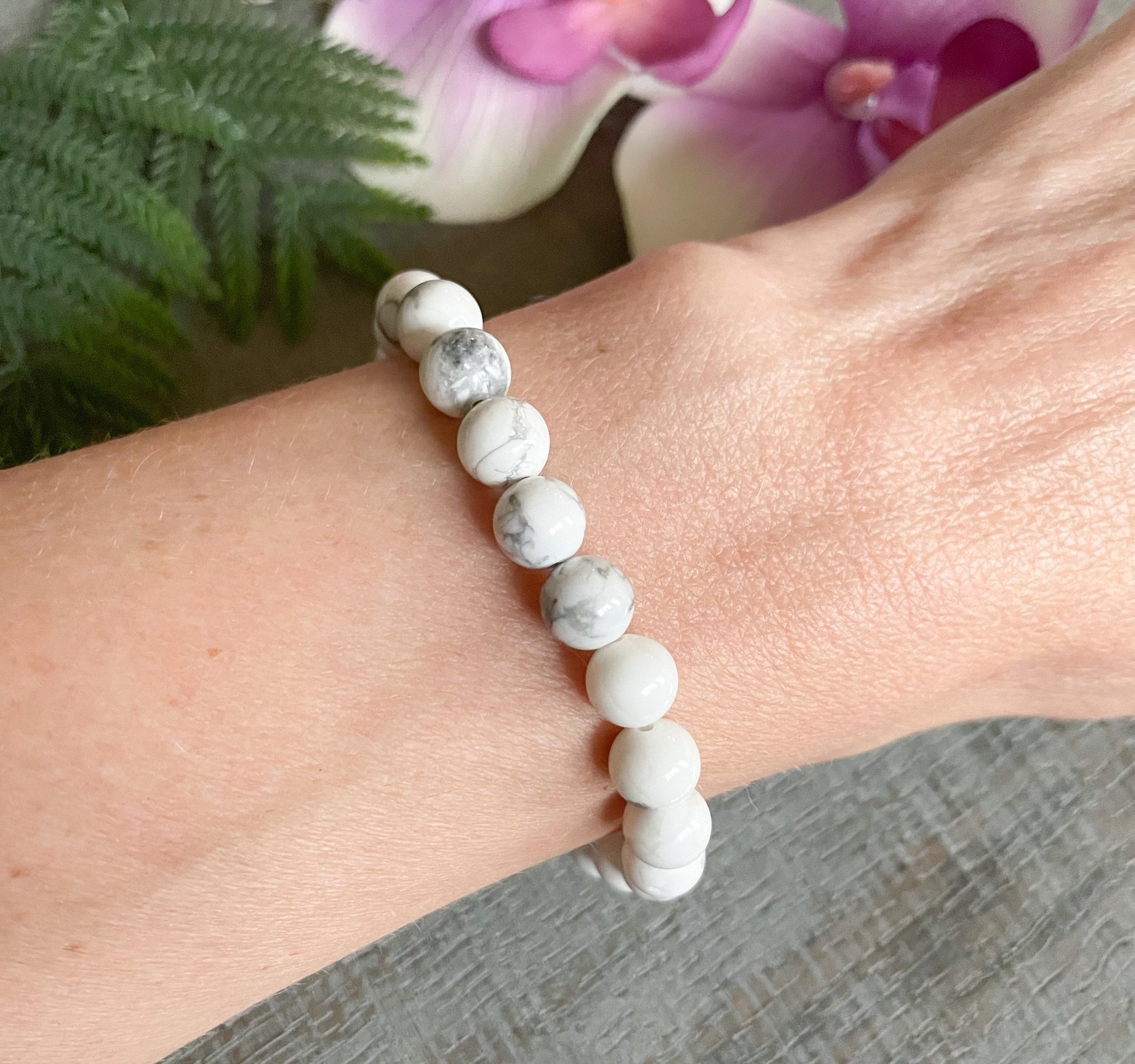 8mm White Howlite Mala Bracelet