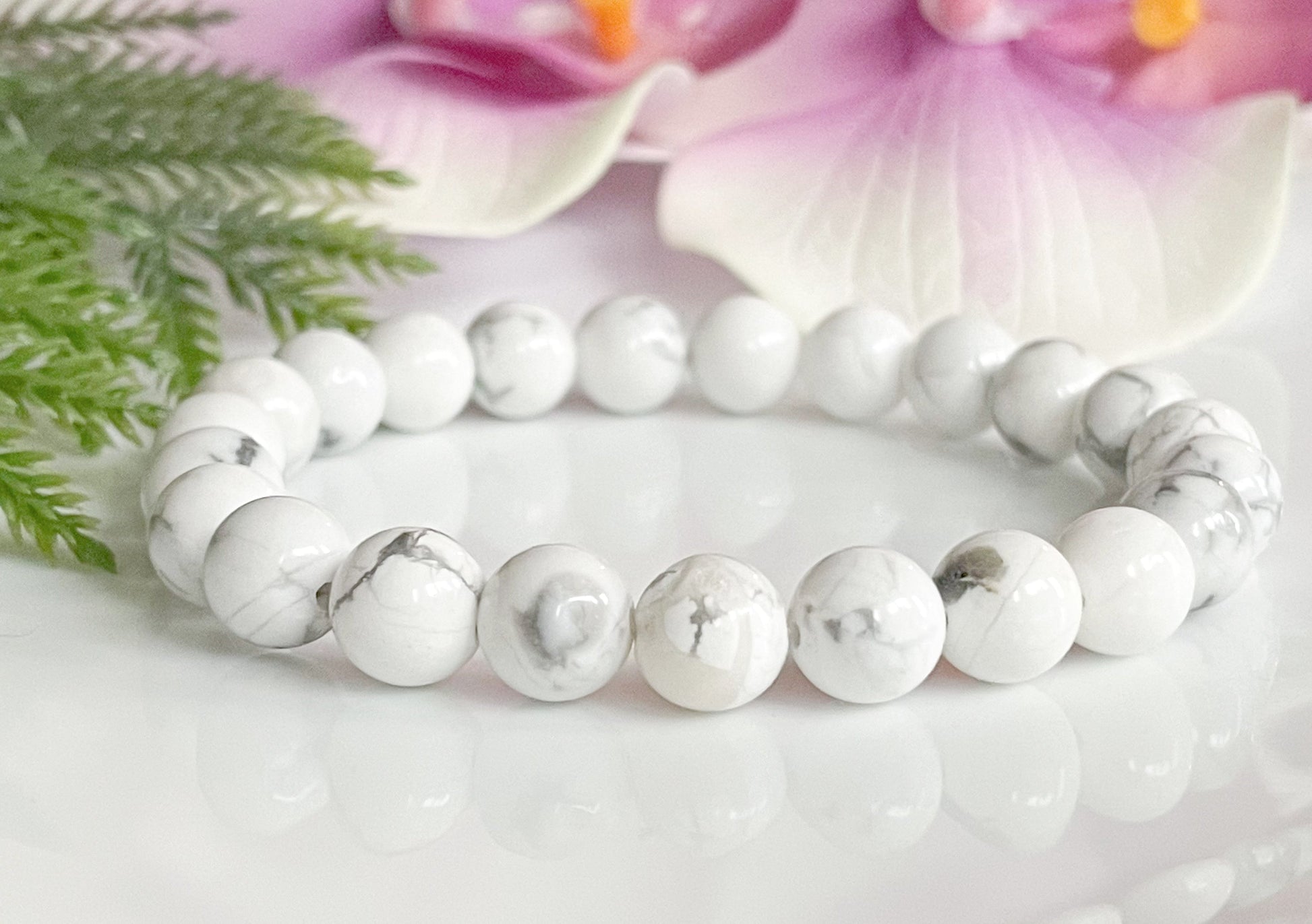 8mm White Howlite Mala Bracelet