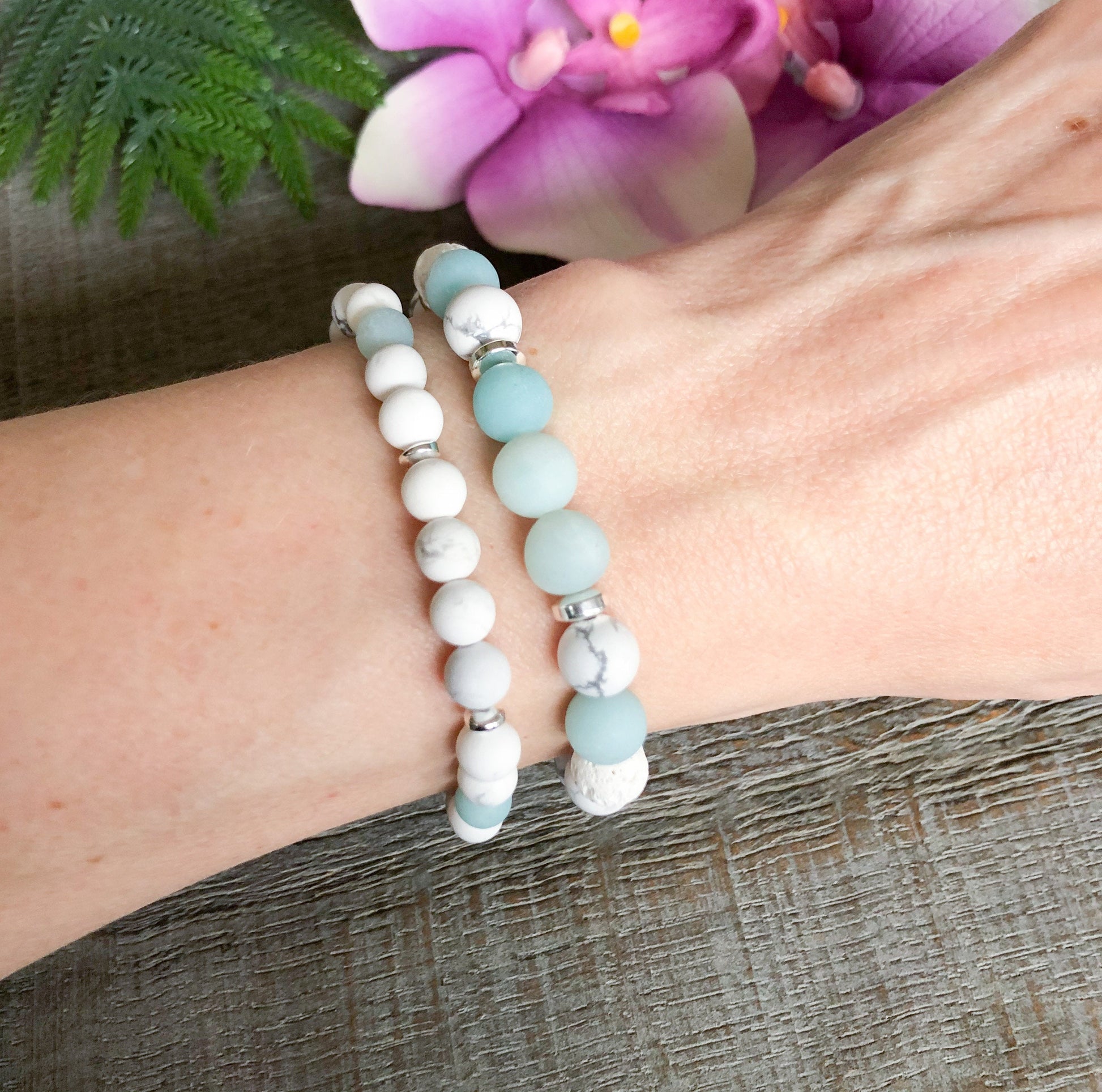 Amazonite & Howlite Anxiety Relief Aromatherapy Bracelet