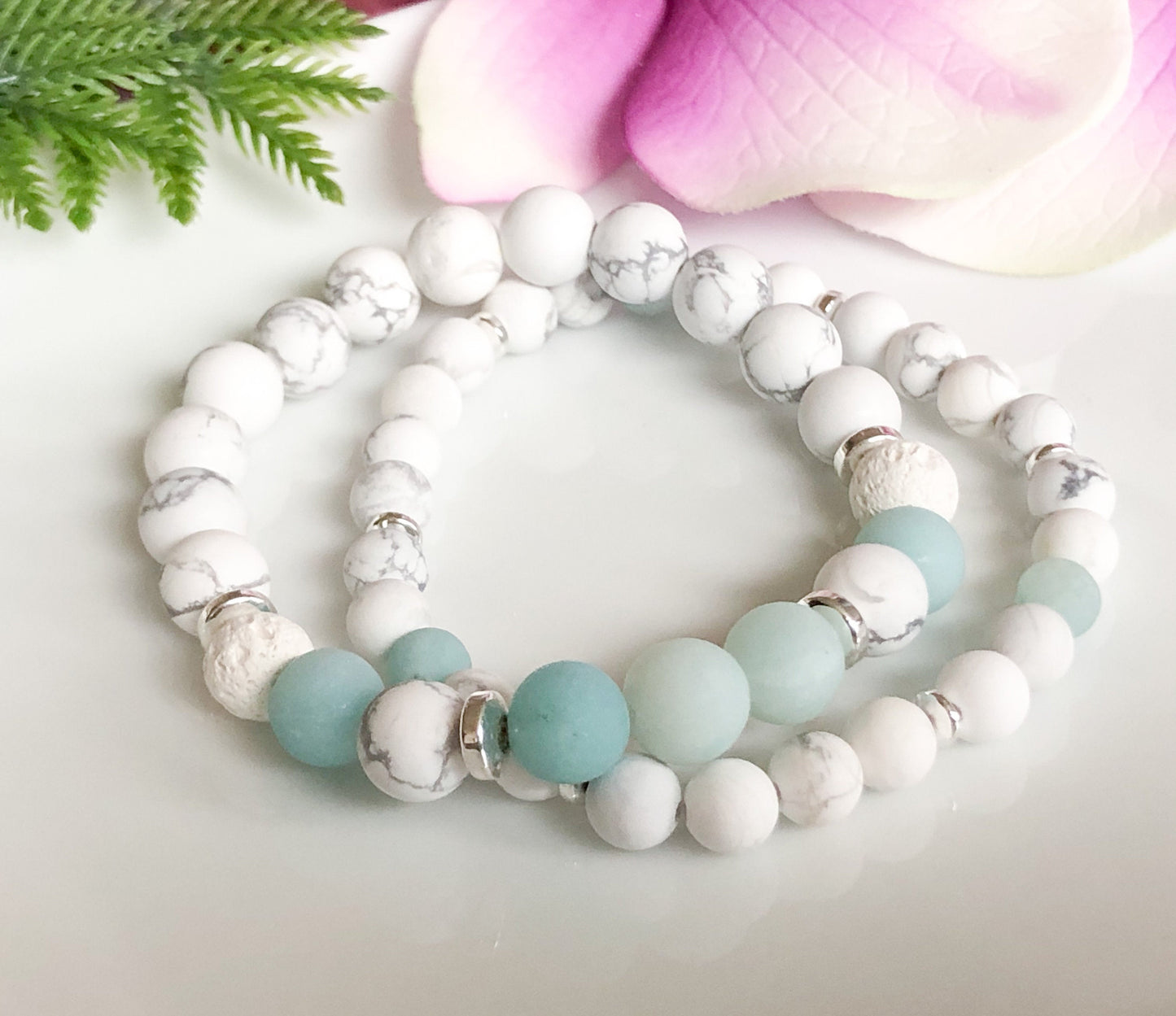 Amazonite & Howlite Anxiety Relief Aromatherapy Bracelet