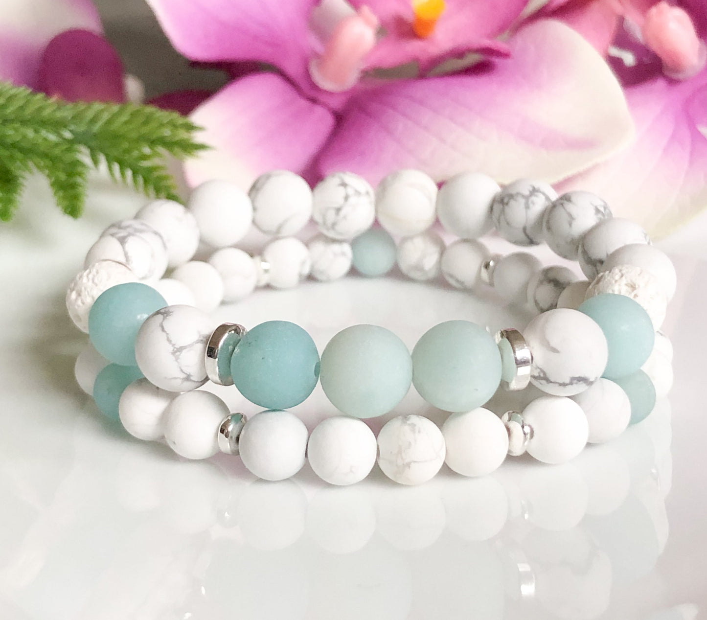 Amazonite & Howlite Anxiety Relief Aromatherapy Bracelet