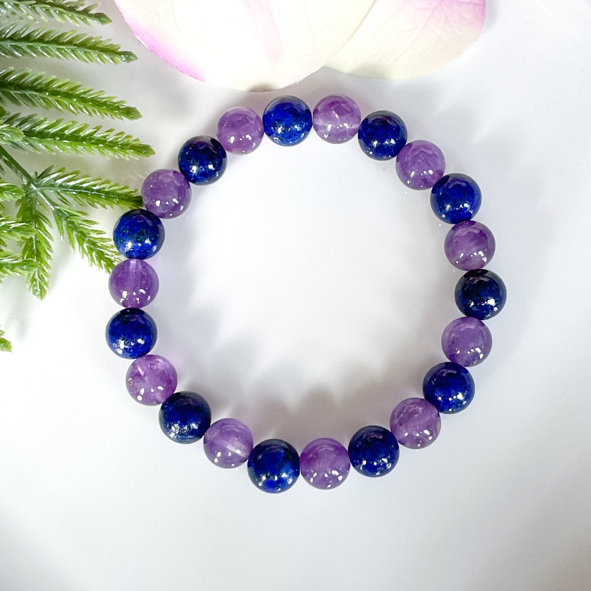 Amethyst and Lapis Lazuli Beaded Crystal Bracelet