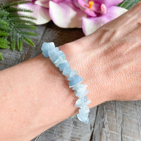 Aquamarine Gemstone Chip Bracelet
