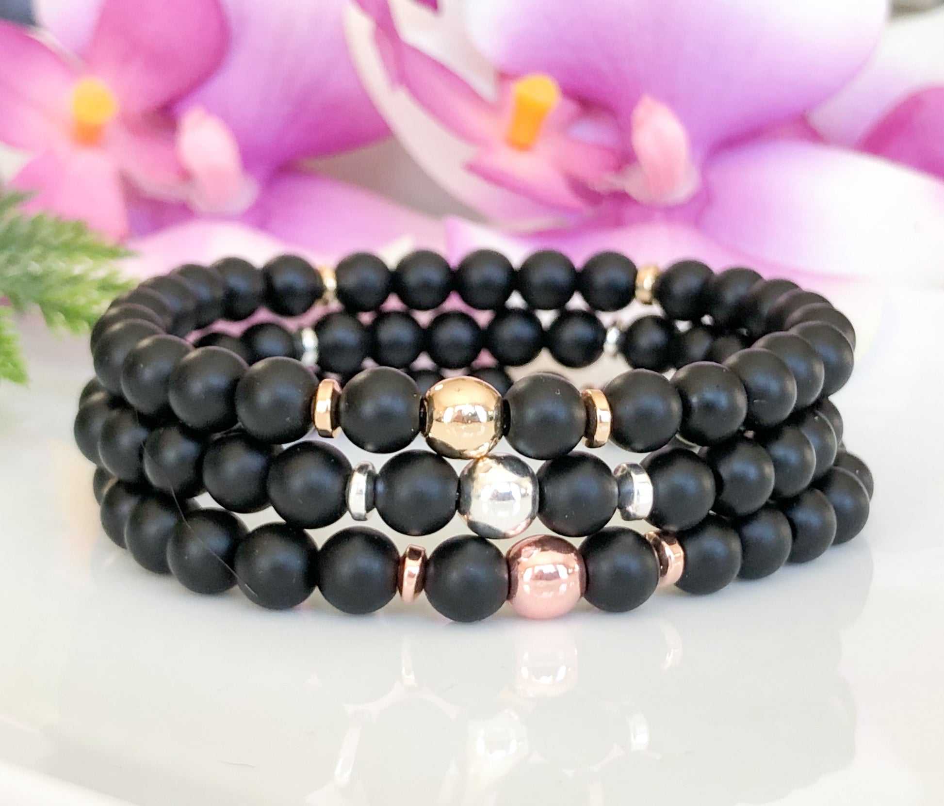 Black Onyx Beaded Bracelet