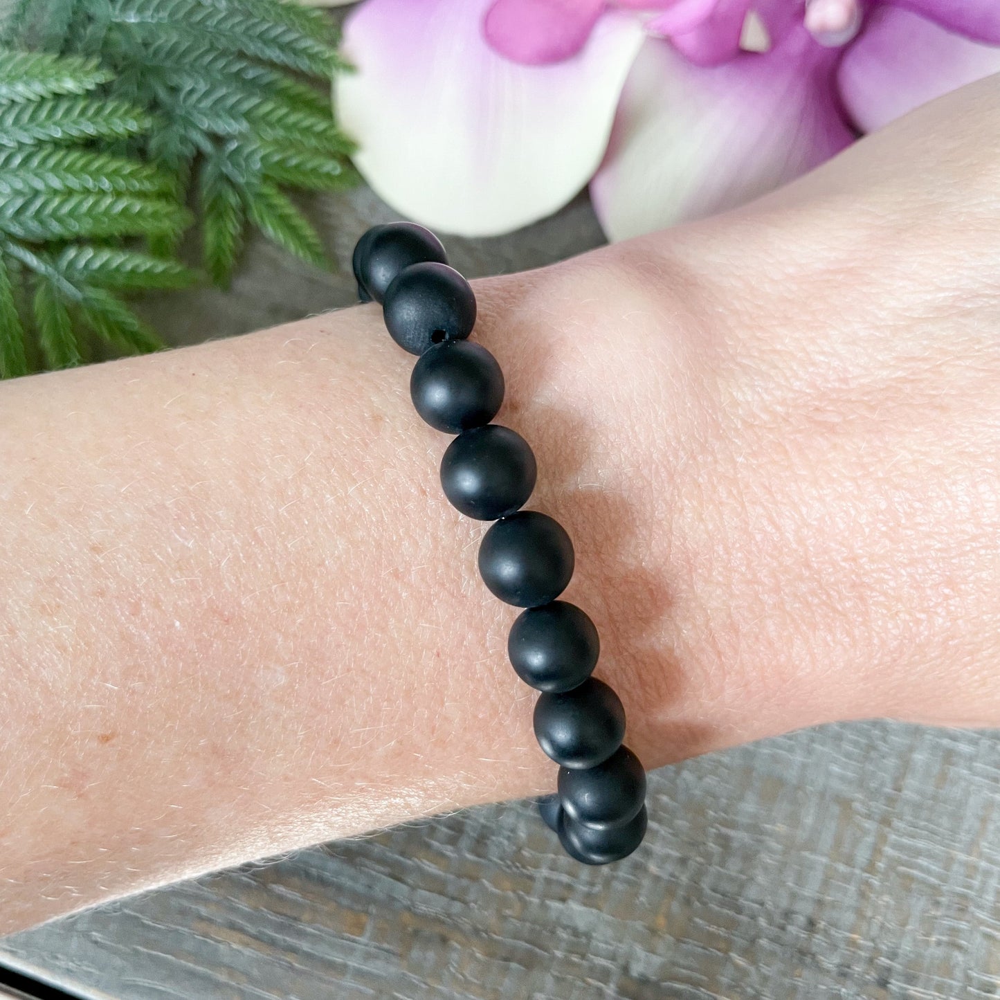 Black Onyx Beaded Gemstone Bracelet for Men