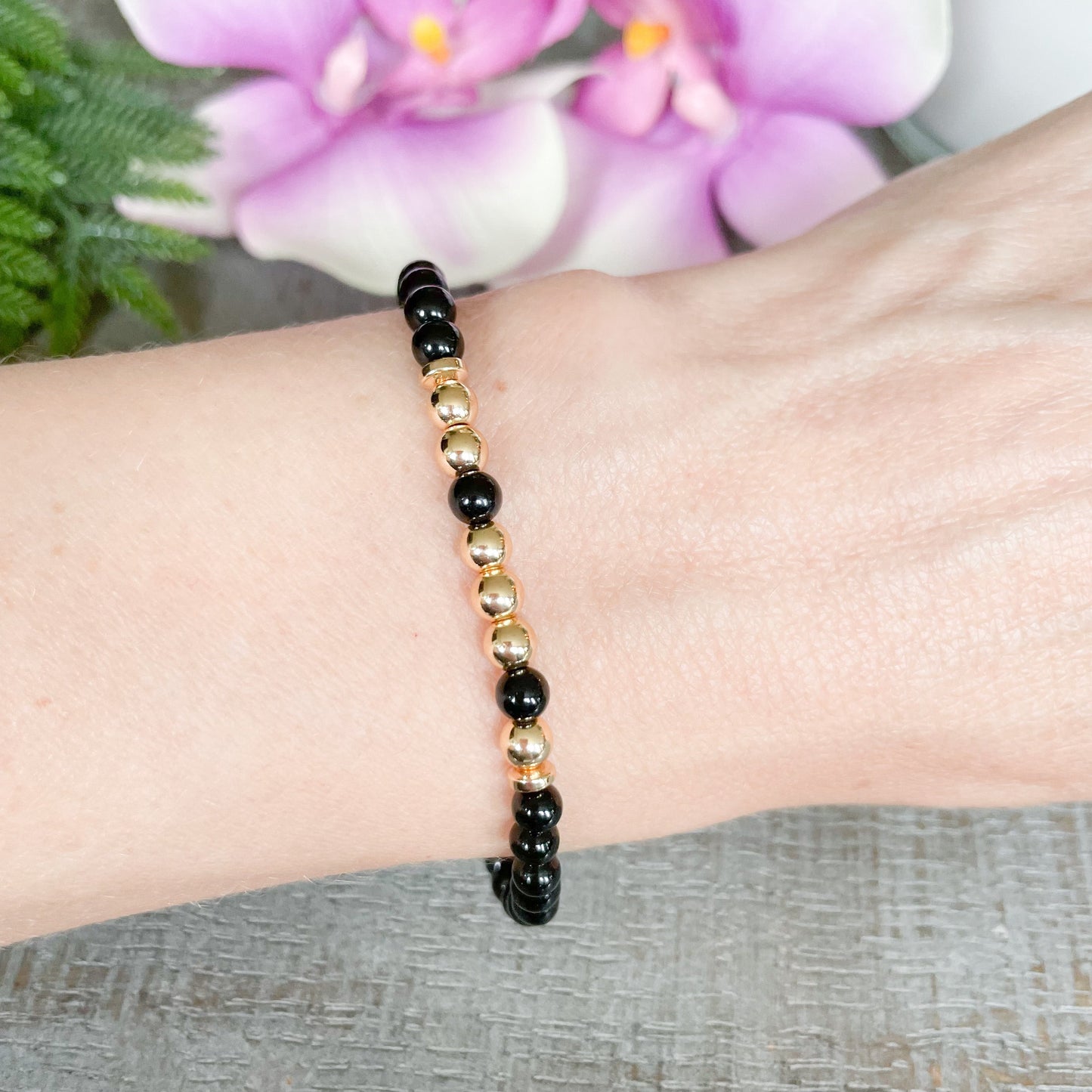 Black Tourmaline Custom Morse Code Bracelet | Send a Secret Message