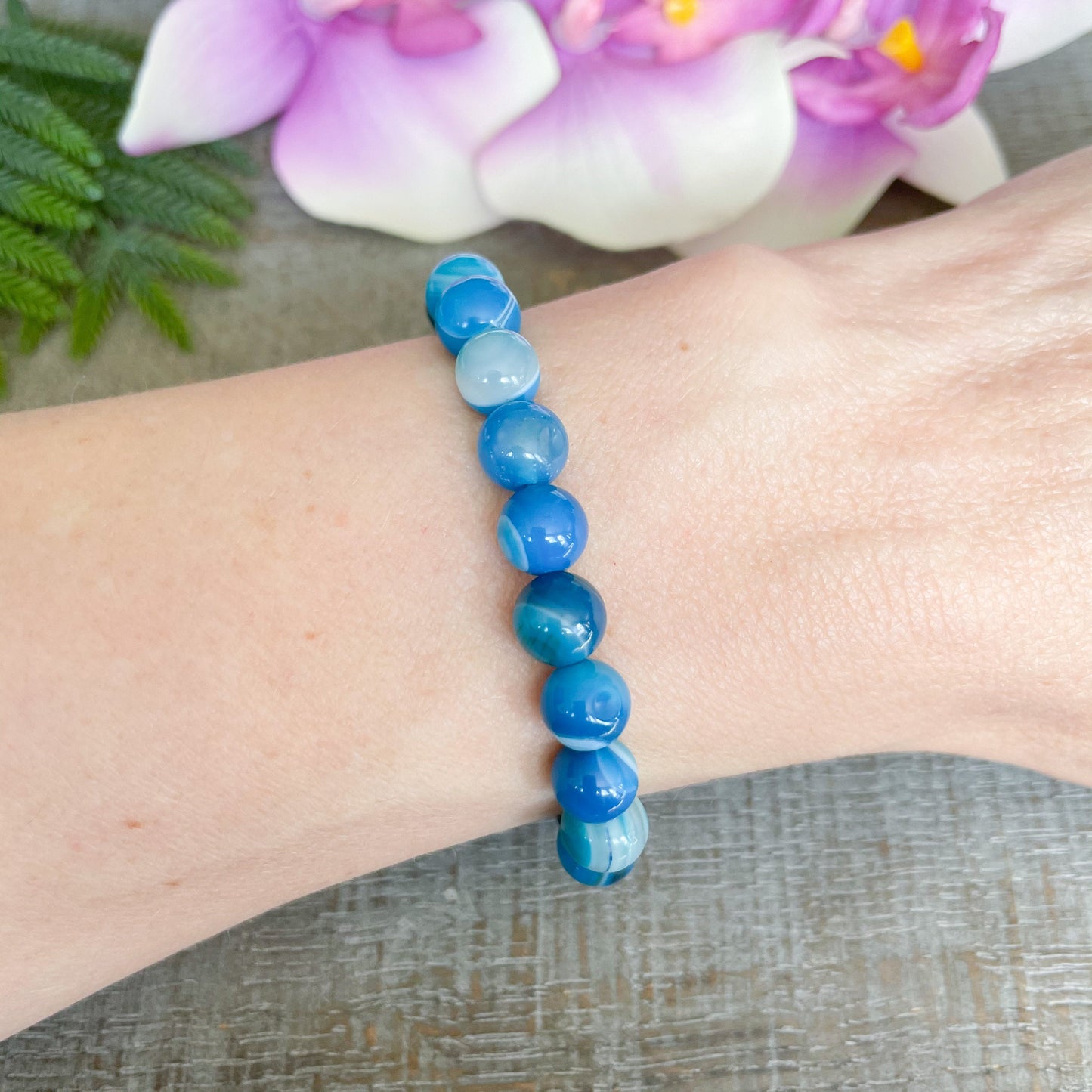 Blue Agate Healing Crystals Gemstone Bracelet