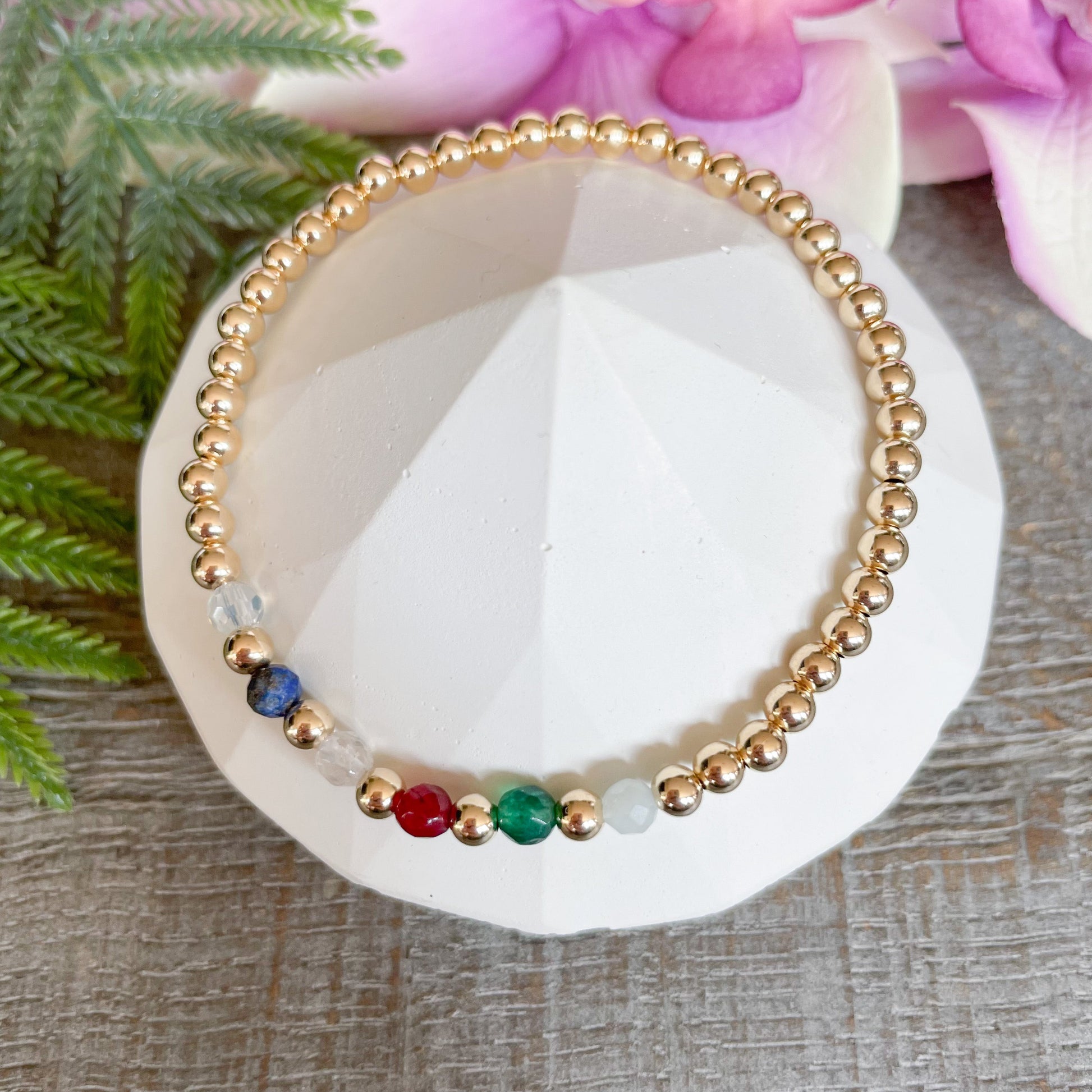 Dainty Gold Custom Family Birthstone Bracelet