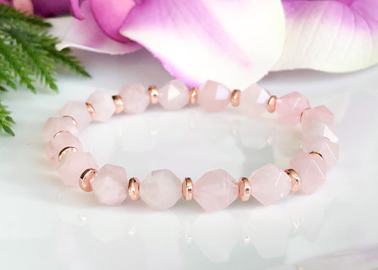 rose quartz crystal gemstone bracelet