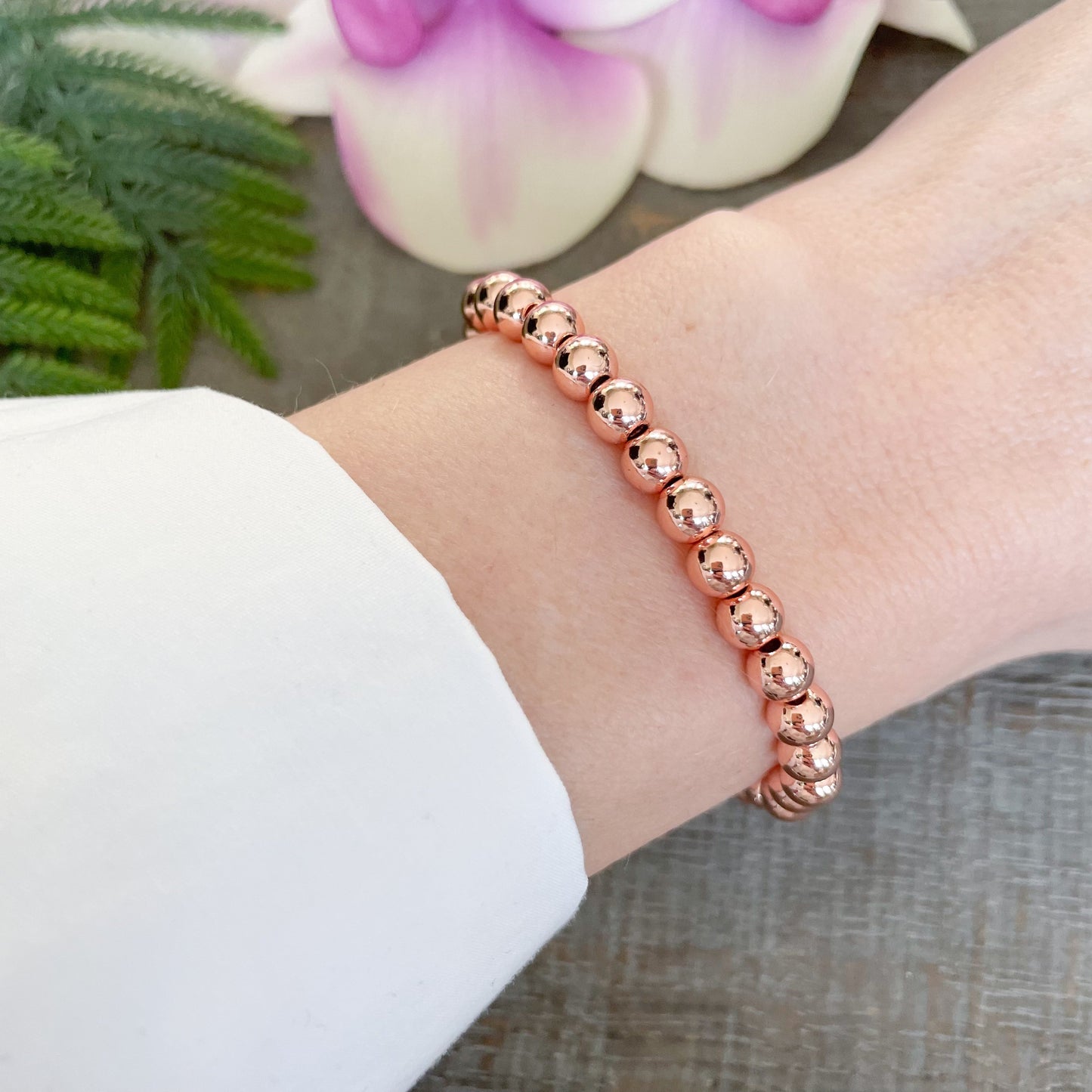 Rose Gold Ball Beaded Bracelet for Women