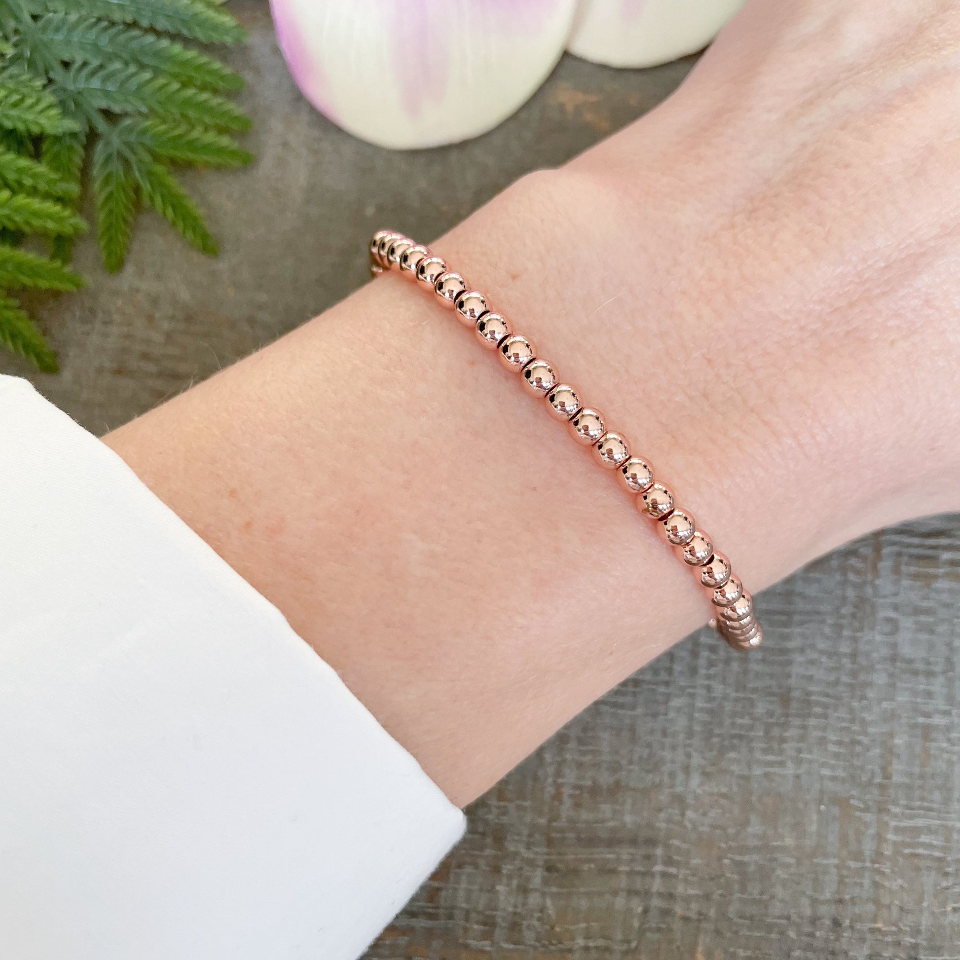 Rose Gold Ball Beaded Bracelet for Women