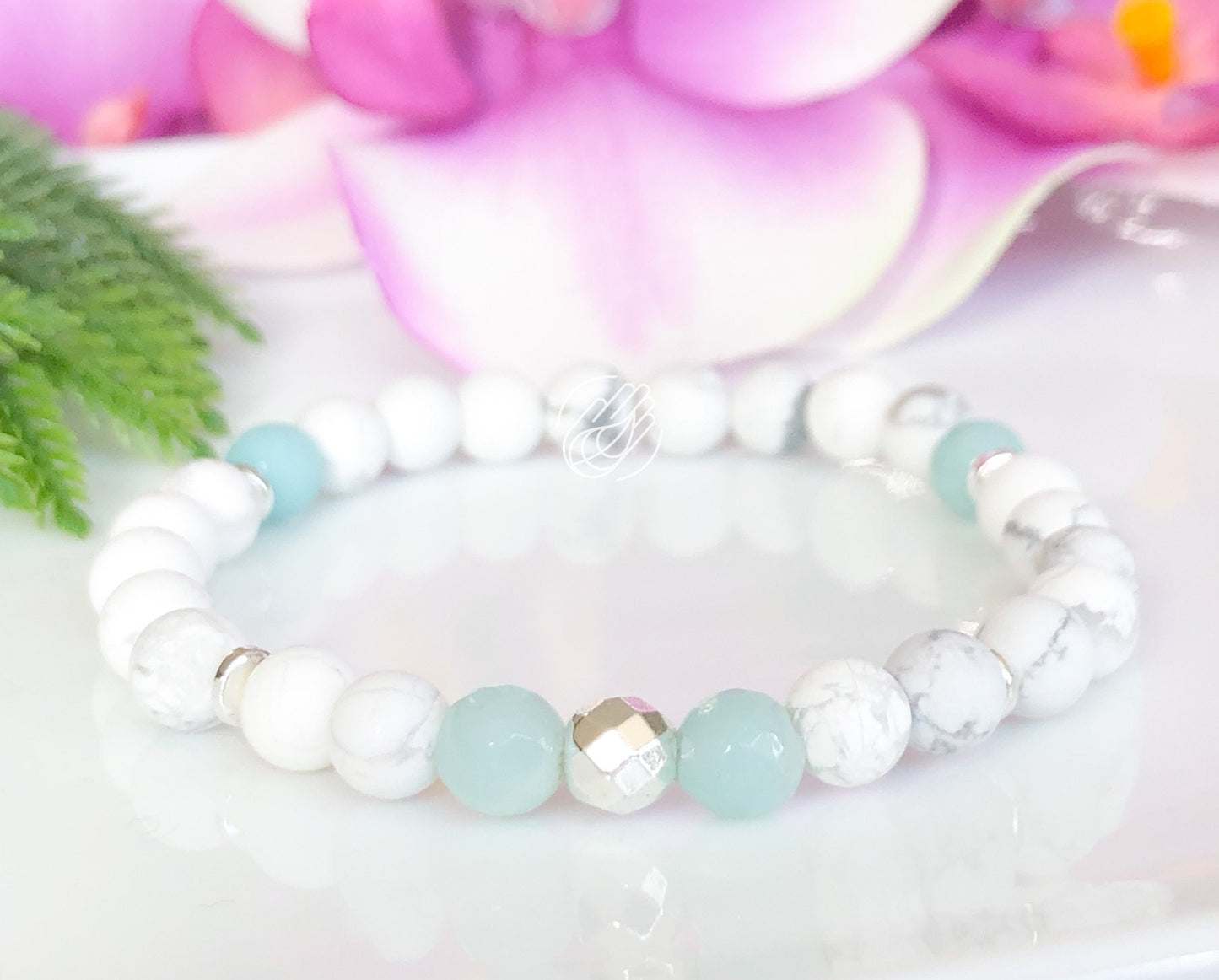 Stress Relief Amazonite and Howlite Bracelet