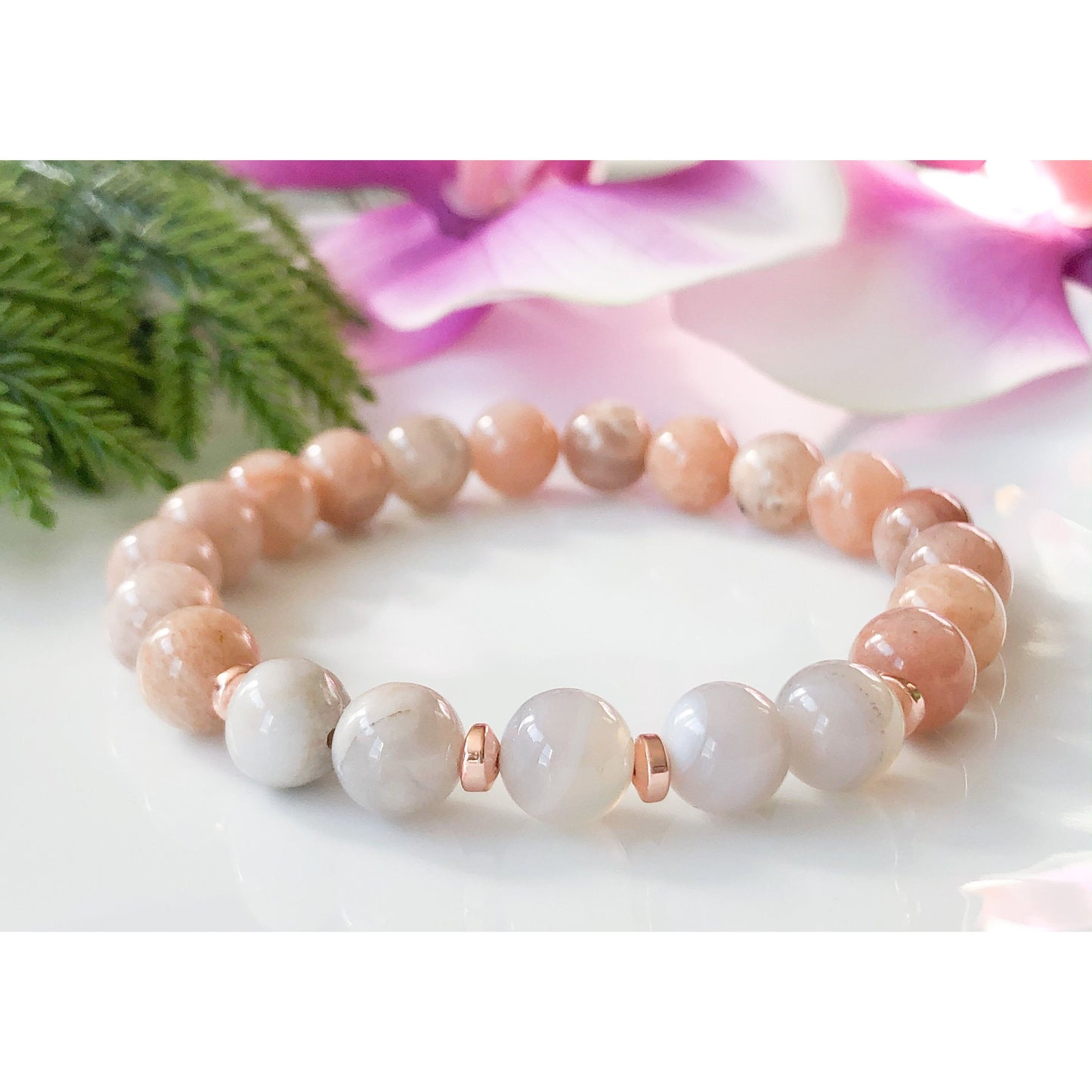 Sunstone and Moonstone Healing Crystals Gemstone Bracelet