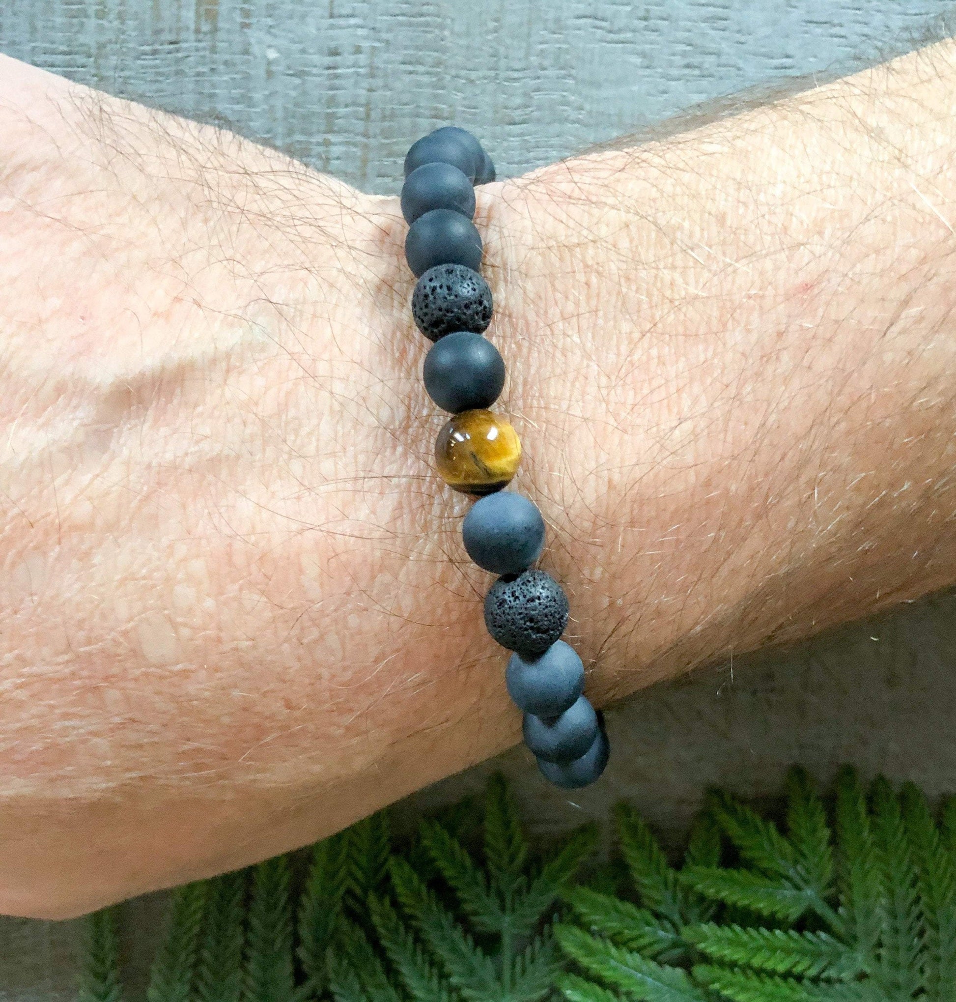 Tigers Eye and Black Onyx Diffuser Bracelet