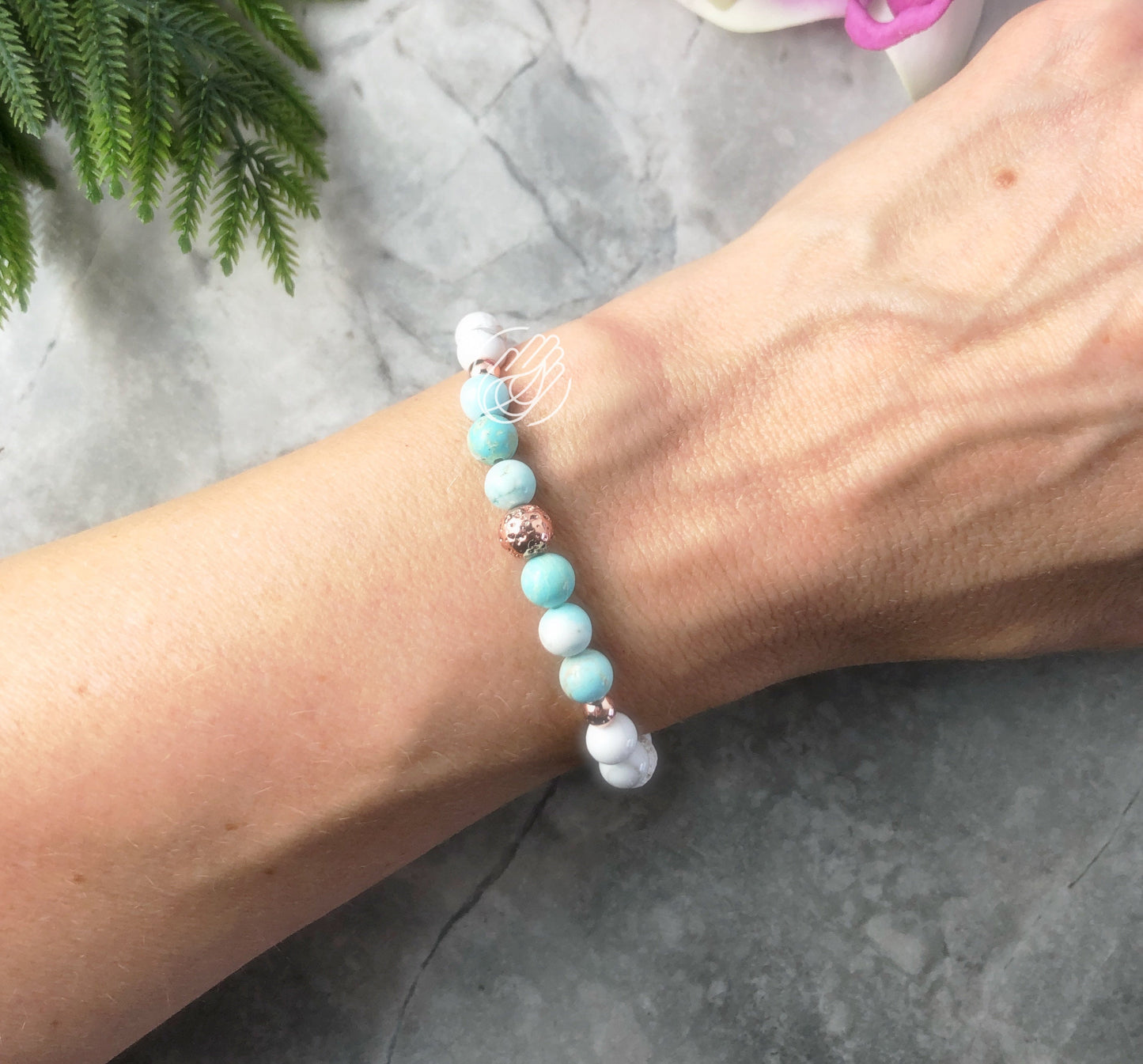 Turquoise & Rose Gold Essential Oil Diffuser Bracelet