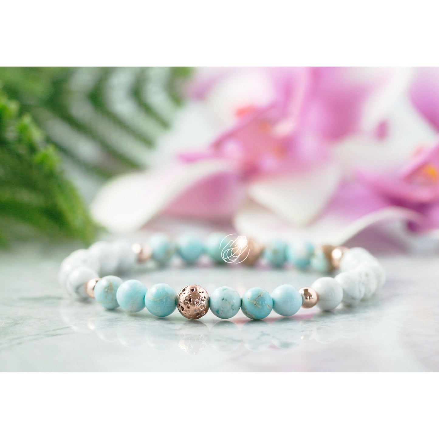 Turquoise & Rose Gold Essential Oil Diffuser Bracelet