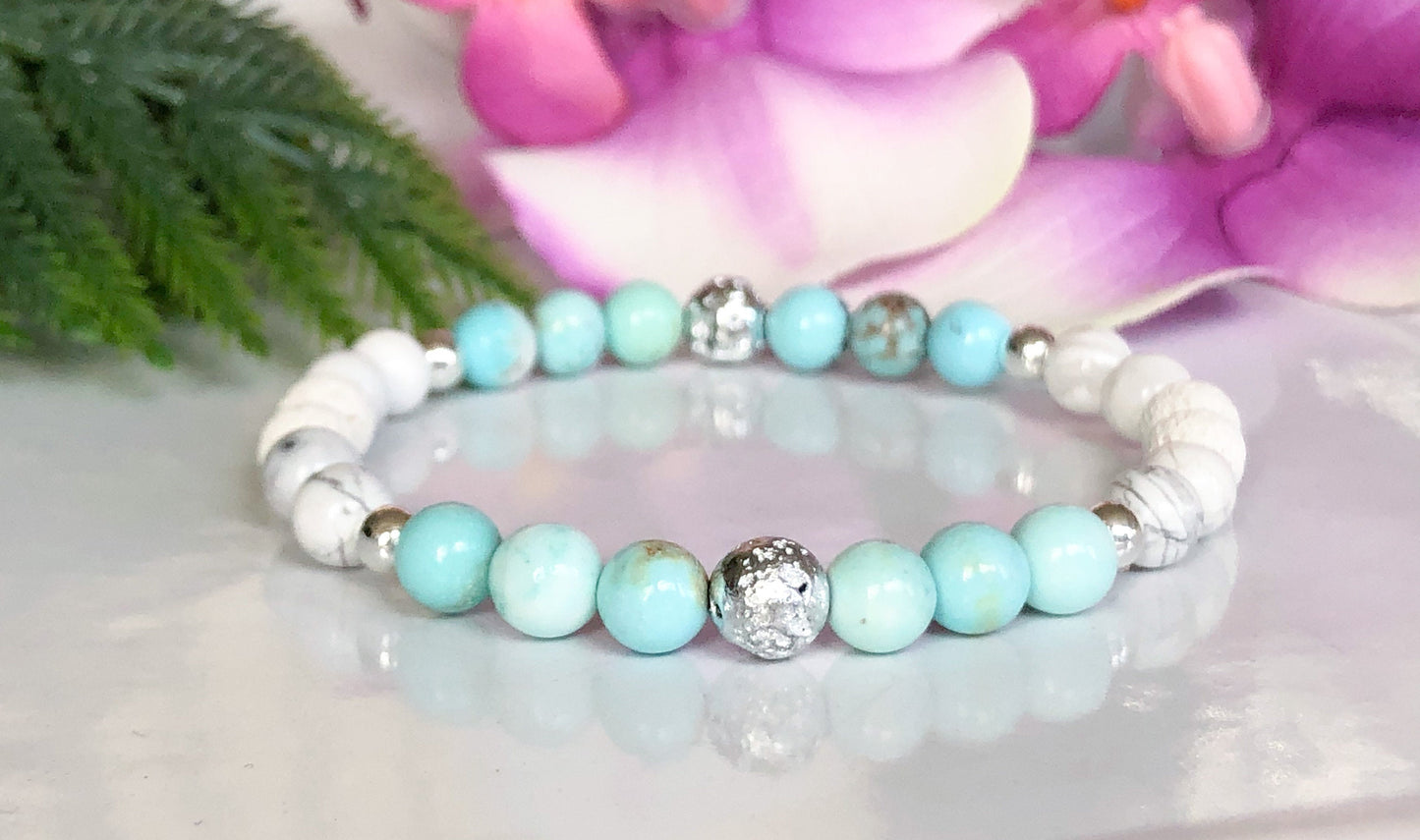 Turquoise & Silver Essential Oil Diffuser Bracelet